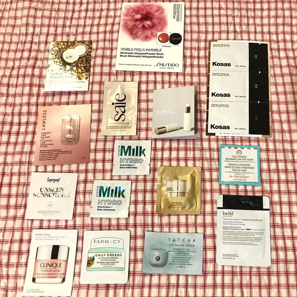 15pc Sample Lot/Belif, Tatcha, Farmacy, Milk +more